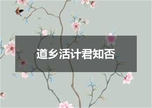 道乡活计君知否