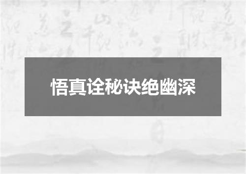 悟真诠秘诀绝幽深