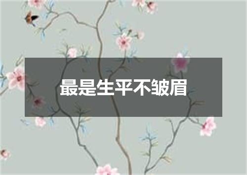 最是生平不皱眉