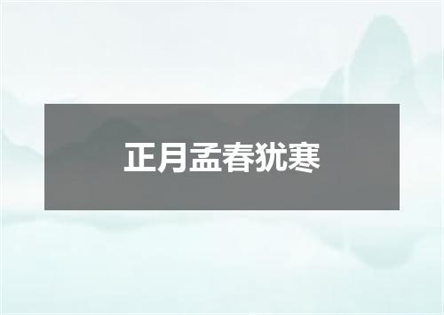 正月孟春犹寒