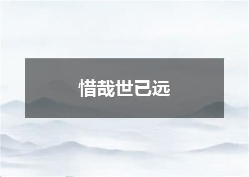 惜哉世已远