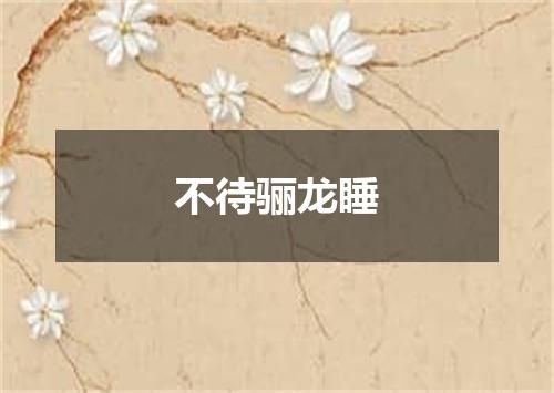 不待骊龙睡
