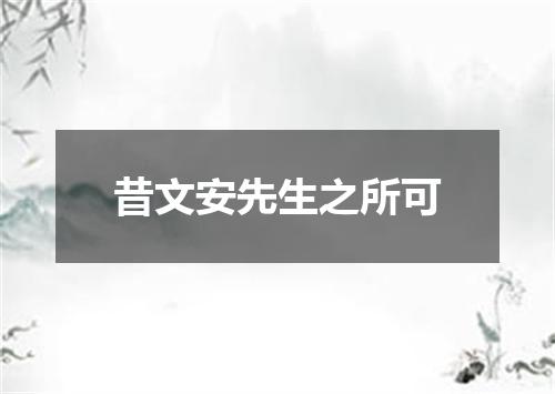 昔文安先生之所可