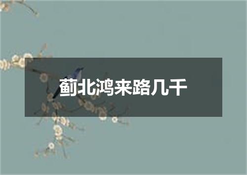 蓟北鸿来路几千