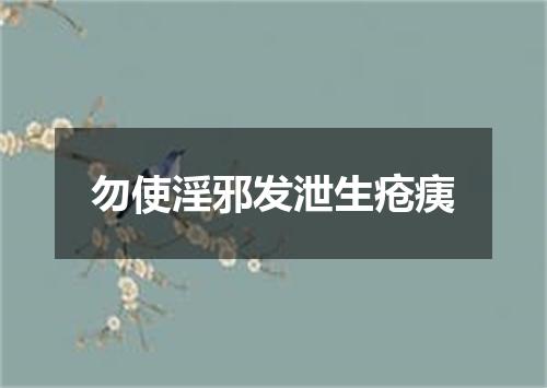 勿使淫邪发泄生疮痍