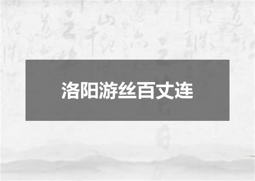 洛阳游丝百丈连