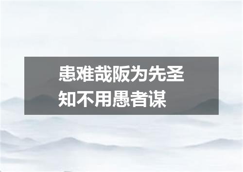 患难哉阪为先圣知不用愚者谋