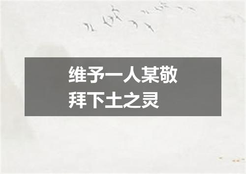 维予一人某敬拜下土之灵