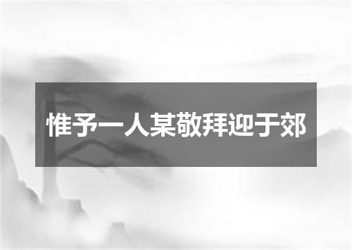 惟予一人某敬拜迎于郊