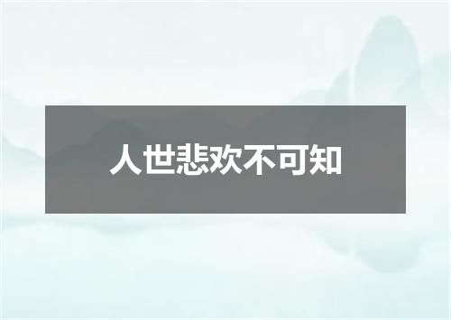 人世悲欢不可知