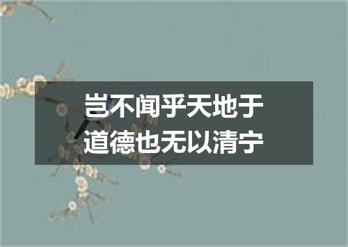 岂不闻乎天地于道德也无以清宁