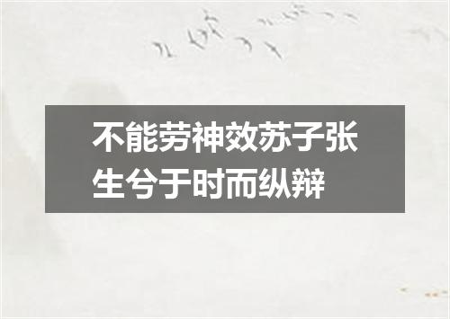 不能劳神效苏子张生兮于时而纵辩