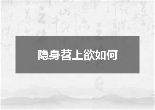 隐身苕上欲如何