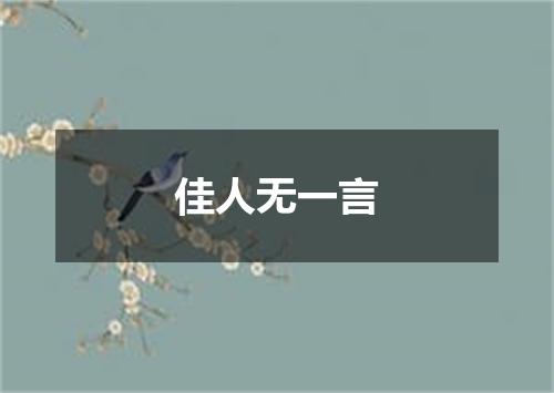 佳人无一言