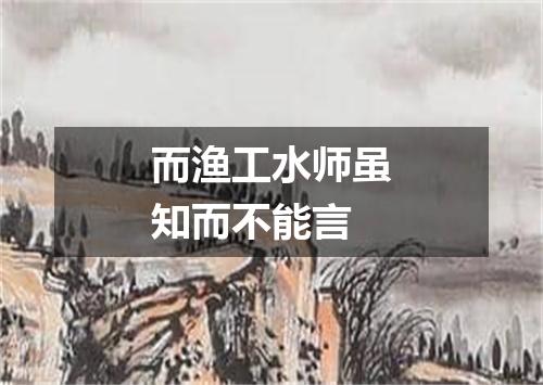 而渔工水师虽知而不能言