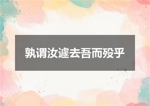 孰谓汝遽去吾而殁乎