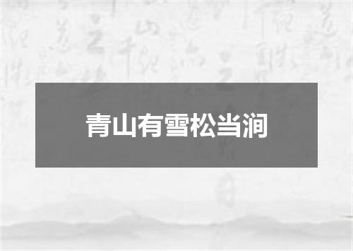 青山有雪松当涧