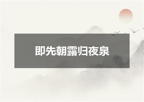 即先朝露归夜泉
