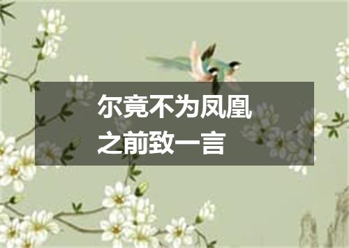 尔竟不为凤凰之前致一言