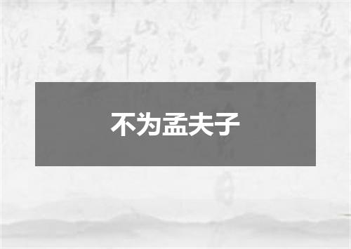 不为孟夫子
