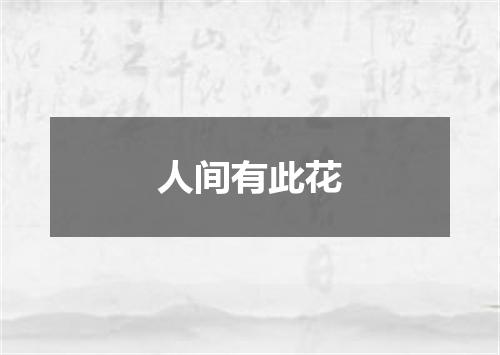 人间有此花