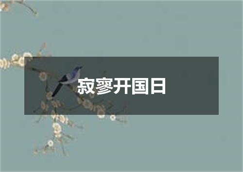 寂寥开国日