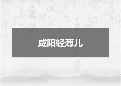 咸阳轻薄儿