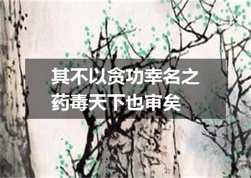 其不以贪功幸名之药毒天下也审矣