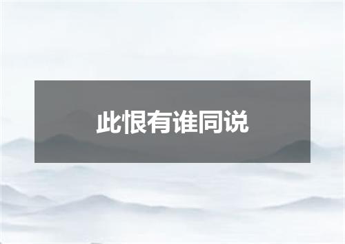 此恨有谁同说