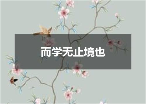 而学无止境也