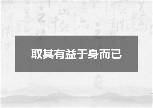 取其有益于身而已