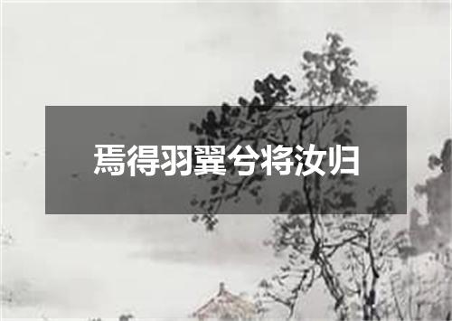 焉得羽翼兮将汝归