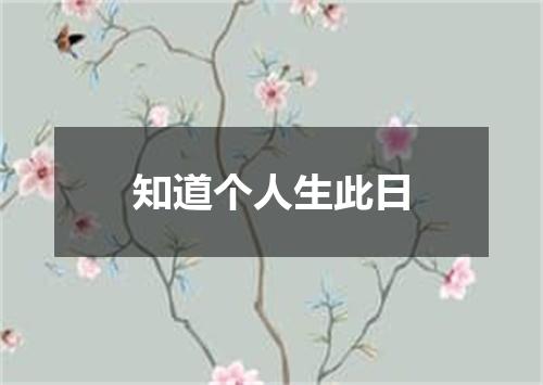 知道个人生此日