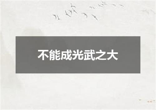不能成光武之大