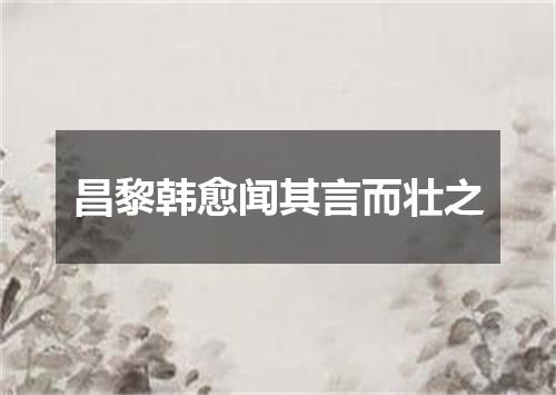 昌黎韩愈闻其言而壮之