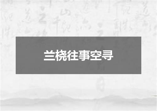 兰桡往事空寻