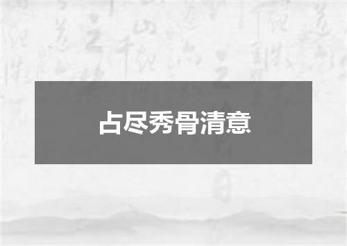 占尽秀骨清意