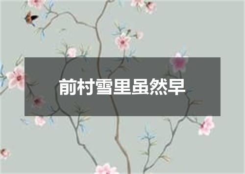 前村雪里虽然早