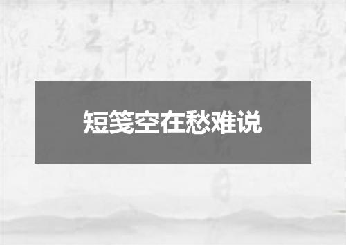 短笺空在愁难说