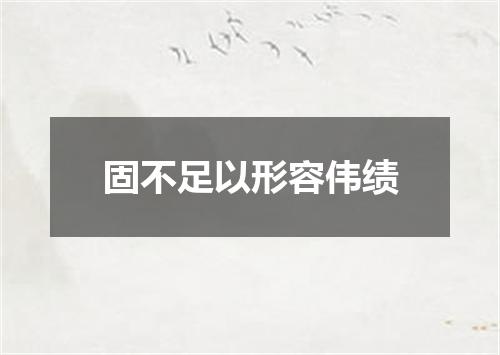 固不足以形容伟绩