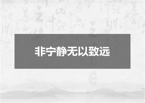 非宁静无以致远