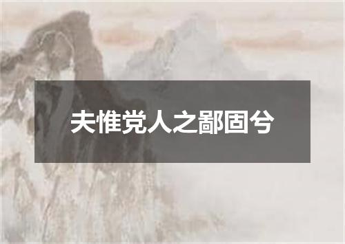 夫惟党人之鄙固兮