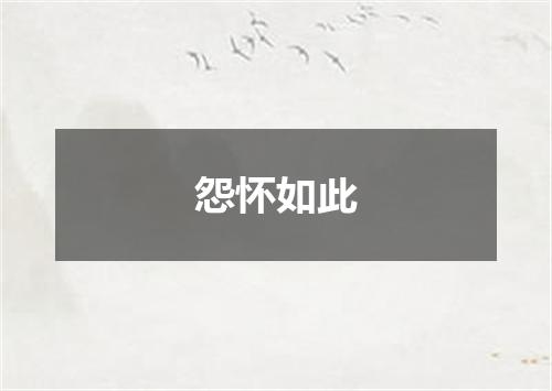 怨怀如此