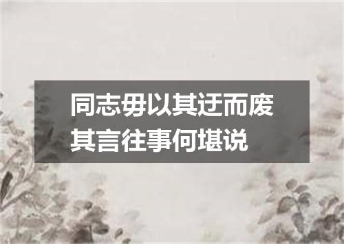 同志毋以其迂而废其言往事何堪说