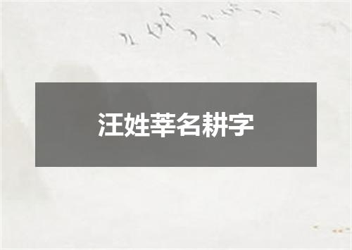 汪姓莘名耕字