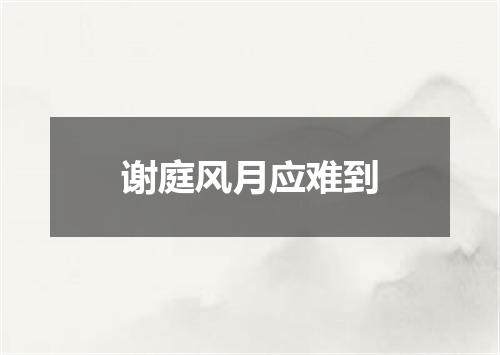 谢庭风月应难到