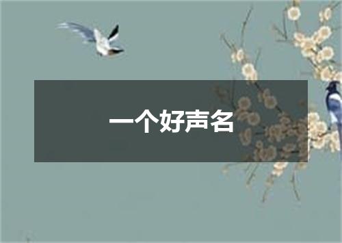 一个好声名