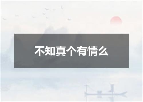不知真个有情么