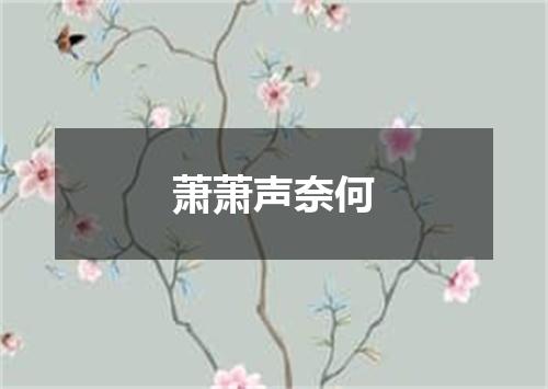 萧萧声奈何