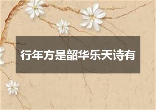 行年方是韶华乐天诗有